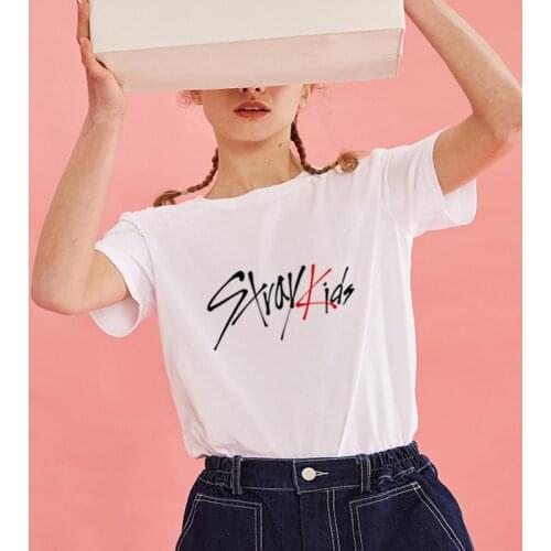 Straykids kpop Korean loose student couple t-shirt summer new black white stray kids short-sleeved T shirt streetwear tee shirt