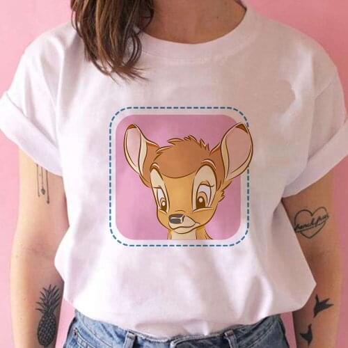 Bambi Disney T Shirt Women Summer Basic Tops Casual Ropa Tumblr Mujer Urban Leisure T-Shirts Cartoon Female Shirt Free Shipping
