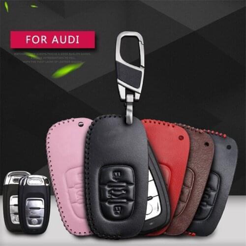 Leather Car Key Cover with Key Holder Ring For Audi A1 A3 A5 A6 Q3 Q7 A7 A8 S8 Q5 Car Key Protect Shell Car Interior Accessories