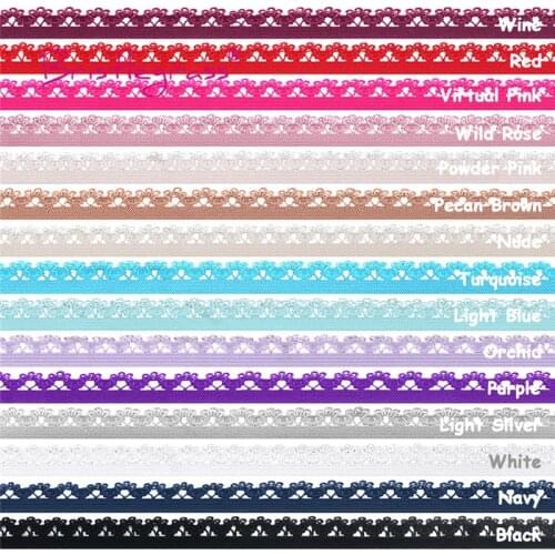 BRISTLEGRASS 100 Yard by Roll 1/2" 13mm Picot Edge Crown Frilly Lace Trim Elastics Spandex Bands Hair Tie Headband Dress Sewing