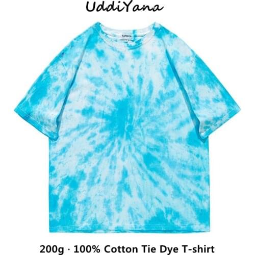 100% Cotton Tie Dye T-Shirts Oversized Short Sleeve T-Shirt For Man Womens Tee Shirt Y2K Top Handmade Tie Dye Unisex Clothing