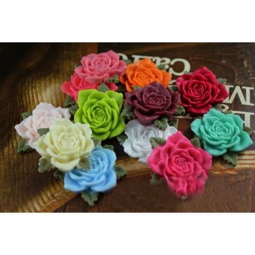 Wholesale 20pcs 30mm Jewelry Mixed Lots Flatback Resin Flower Round Cameo Cabochons For Necklace Pendant Decoration 009005096