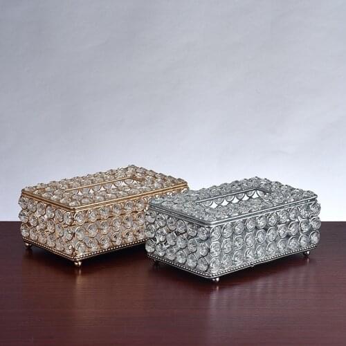 Crystal Tissue Box Luxury Toilet Paper Holder Storage Towel Napkin European Style Living Room Kitchen Desktop Home Decoration