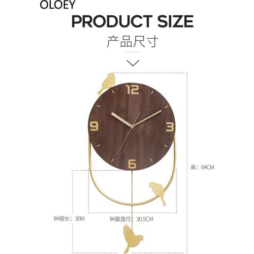 Bird Swing Clocks Wall Pendulum Clock Living Room Metal Wood 3d Art Large Clock Wall Wall Clock Round Wooden Vintage Hanging