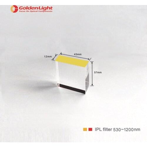 Size:43*12*57mm , Window Size:43*12mm , ipl light guide crystal glass for IPL-Photon Skin / wavelength:530nm/550nm/640nm~1200nm
