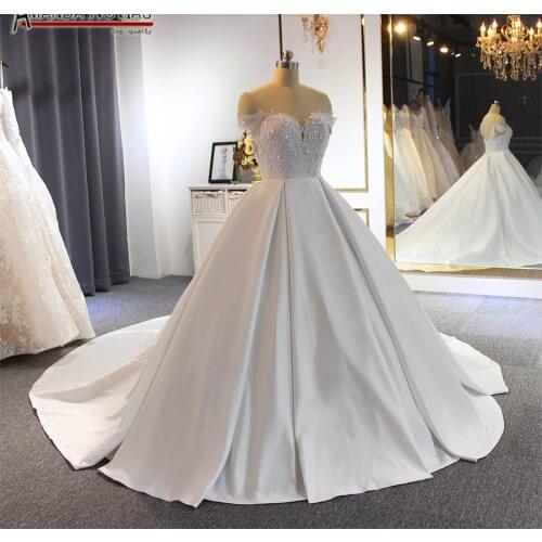 Robe de mariee 2019 simple satin wedding dress