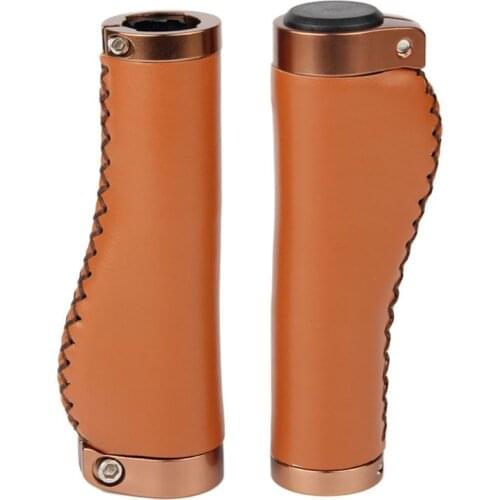 Handle Grips Bike Retro PU Leather Lockable Grips Bicycle Cycling Steering Wheel Anti-skid Handlebar Cover PXPF