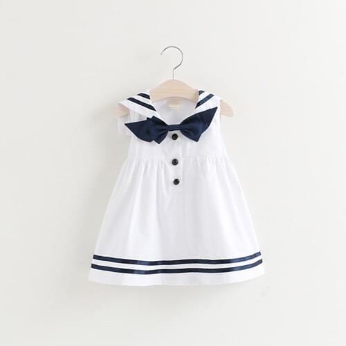 School Uniforms For Girl Sailor Dress Baby Navy Style Sundress Girls Sleeveless Summer Deguisement Butterfly Dress for Kids