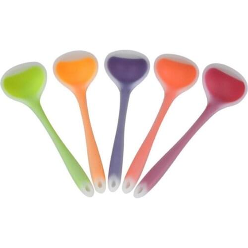 Silicone Nonstick Anti Hot Translucent Handle Soup Spoons Kitchen Cooking Tools