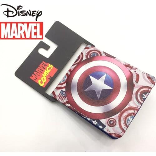 Disney Marvel Boy Wallet Spiderman Iron Man Captain America PU Folding Wallet Coin Purse Childrens Multifunction Card Case