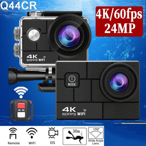 Action Sport Camera Q40C Ultra HD 4K/60fps EIS 24MP WiFi 2.0" IPS Screen 170D Underwater 30M Go Waterproof Pro Helmet Video Cam