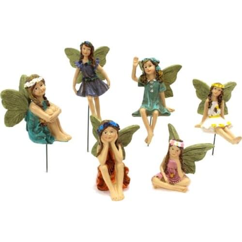 Resin Fairy Statue Crafts Creative Flower Fairy Doll 6 Sets of Garden Micro Landscape Decorations House Miniature Ornaments