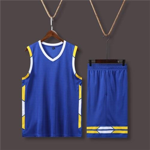 X129 Cool Patterned Basketball Uniforms Male Female Summer Soft Polyester Fabric V Neck Sleeveless Sports Sets With Side Panels
