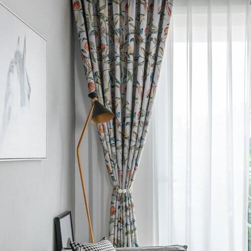 Harvest Birds Printed Curtain Modern Simple Curtains for Living Room Bedroom Study Curtain Double-sided Matt Blackout Curtains