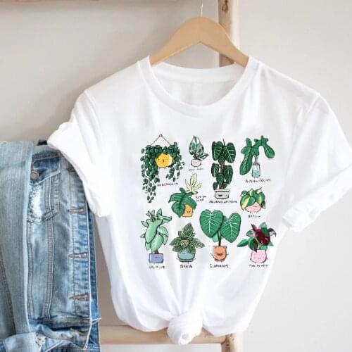 Women Printing Cartoon Plant Spring Summer 90s Mujer Camisetas Girl Fashion Clothes Print Tee Top Tshirt Female Graphic T-shirt