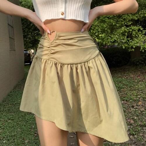 SEASONS Women Summer High Waist Side Zipper Solid A-Line Mini Skirt Office Lady Casual Simple Wild Streetwear Skirt ASSK83214