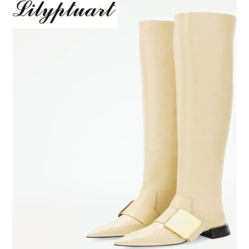 European and American Style High Heel Thick Heel Pointed Boots Sleeve Fashion High Tube Pleated Boots Women Thigh High Boots