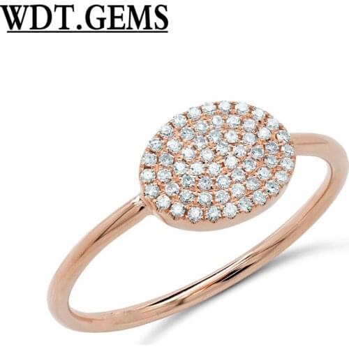 0.17 CT 10K White Gold Natural Round Cut Diamond Pave Oval Shape Ring Cocktail