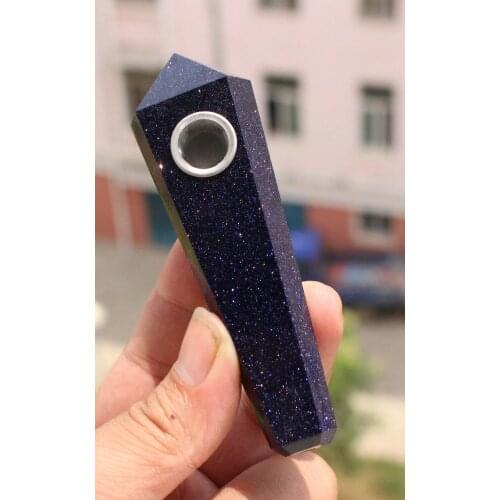 1pcs Free Shipping ! Blue GOLDSTONE Quartz Crystal Smoking Pipe for tobacco