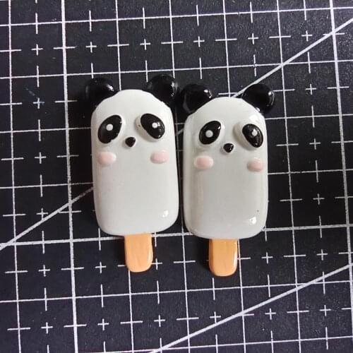 1pcs/lot resin flat back Simulation panda cartoon ice 34mm Cabochons Scrapbooking Hair Bow Center DIY Christmas decration