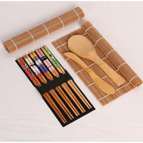 13 Pcs/Set DIY Bamboo Sushi Maker Set Sushi Curtain Rice Sushi Making Kits Roll Cooking Tools Chopsticks Spoon Sushi Blade