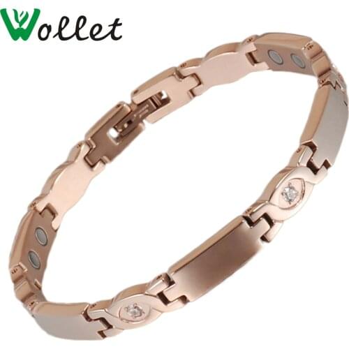 Wollet Jewelry Health Energy Zircon Germanium Tourmaline Infrared Negative Ion Bio Magnetic Titanium Bracelets For Women