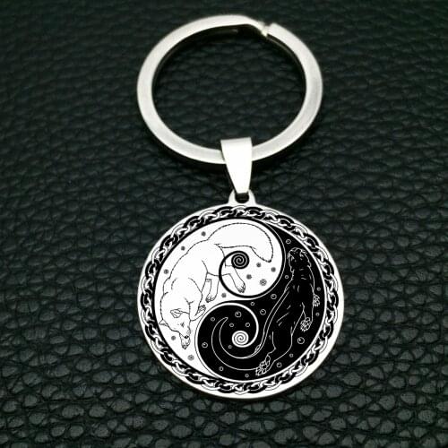 Yin Yang Fox and Otter Keychain High Quality Stainless Steel Jewelry Best Christmas Gift For Men Accept Drop Shipping YP6684