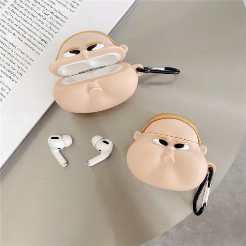 New Earphone Case for Airpods1 2 pro Cool Cute Anime fat Angry boy Sumo wrestler model headphone Protective Cover Accessories