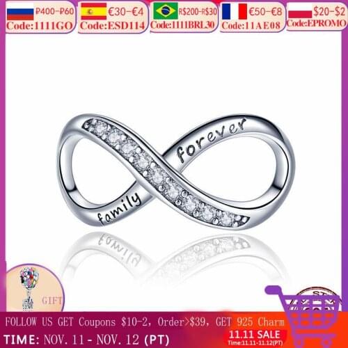 CODEDOG 100% Real 925 Sterling Silver Infinity Symbol Charms Fit Original CODEDOG Bracelet Beads DIY Jewelry Gift CMC1146