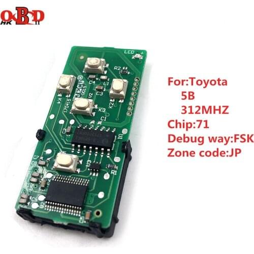 HKOBDII 271451-0751(JP) 4/5 Buttons Smart Remote Key Board 312MHZ For Toyota WD03 WD04 Chip 71