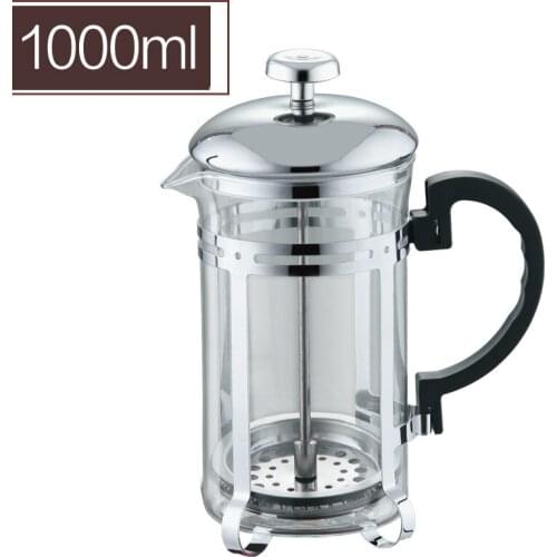 Stainless Steel Bottle Coffee Pot Filtration Cup Filter Thicken Push Type Coffee Ware Manual Tea Set Big Volume Urn 1pcs/1000ml