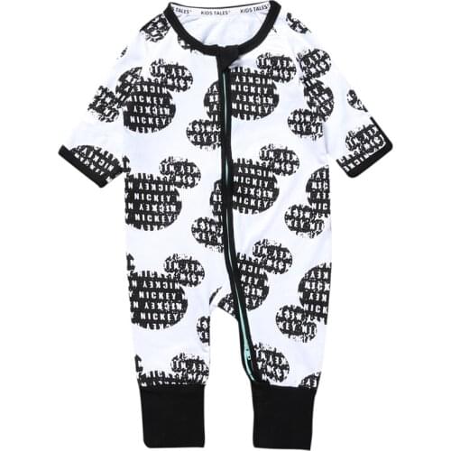 Kids Tales new born baby clothes o-neck cartoon one piece rompers with zipper baby FALL costume for 0-24M baby boy girl pajamas