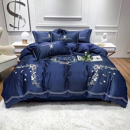 100% cotton Bedding sets Queen King size flowers embroidery Bed Duvet cover Bed sheets/rubber fitted sheet linen set bed set