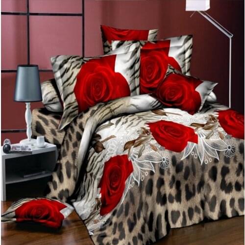 Cool Leopard Red Rose Duvet Cover Set 3pcs Bedding Set 3d Bedding Digital Printing Queen Size Bed Linen Bedclothes Home Textile