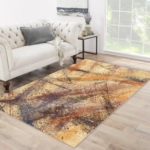 Brown yellow black color paint patterned carpet modern carpet living room carpet free shipping soft textured carpet