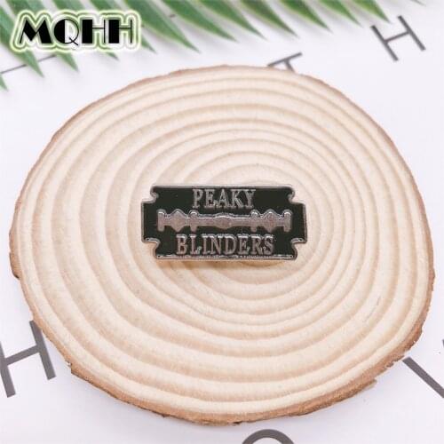 Creative Geometry Black Enamel Brooch Peaky Blinders Gangster Biography Blade Pins Alloy Badge Clothes Bags Accessories Jewelry