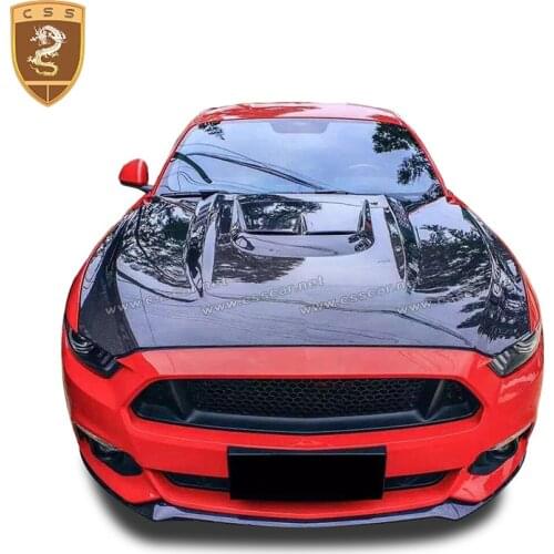For Mustang Hood Engine Bonnet Real Carbon Fiber Upgrade Car Front Bumper Engine Hoods Cover For Mustang Styling 2015-2016