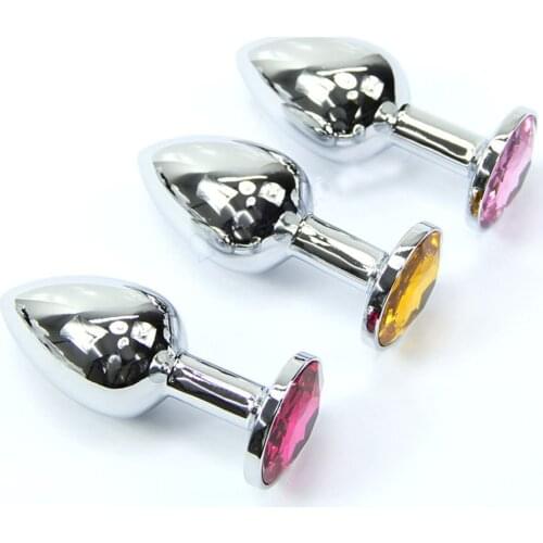 M Chromed Butt Plug Anal Insert Metal Jeweled Sexy Toy Stopper Erotic Crystal Jewelry Adult Booty Anal Tube Prostate Massage a8