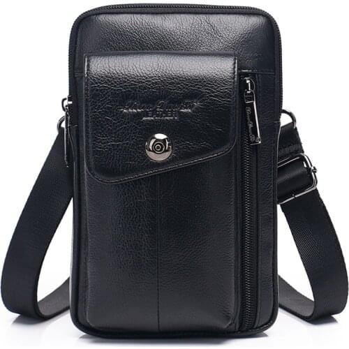 Men Bag Purse Waist Belt Pack Hook Cross Body Business Genuine Leather Cell Phone Case wallet Shoulder Fanny Messenger Bags