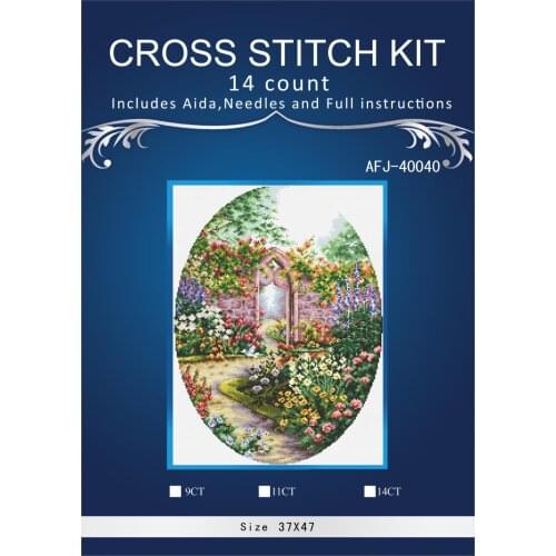 11/16/18/28 Needlework,DIY DMC 14CT Cross stitch,Set For Embroidery kits,Lake river Counted Cross-Stitching Flowers park