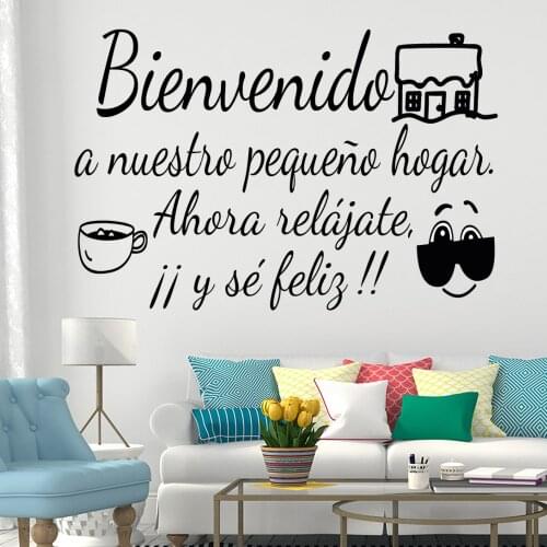 Wall Decals Bienvenido A Nuestro Pequeño Hogar Spanish Quotes Stickers Poster Vinyl Removable Home Decor Livingroom Mural RU2153