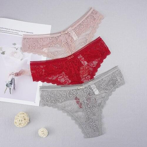 New Lace Panties Women Sexy Thong Erotic Woman Underwear Tanga Transparent Stringi S-XL Hollow Out T-back Solid Color