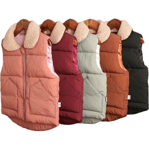 Solid Color Children lapel Cotton Vests Boys Girls Autumn Winter Down Sleeveless Waistcoat Kids Jacket Coat Warm Outerwear 2-7Y