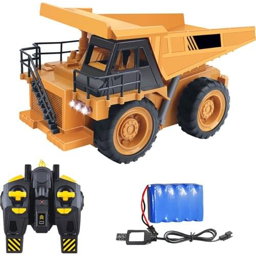 USB Rechargeable Portable For Kids Toys With Lights Sound RC Dump Truck Heavy Duty Fully Functional Simulation Gift Model