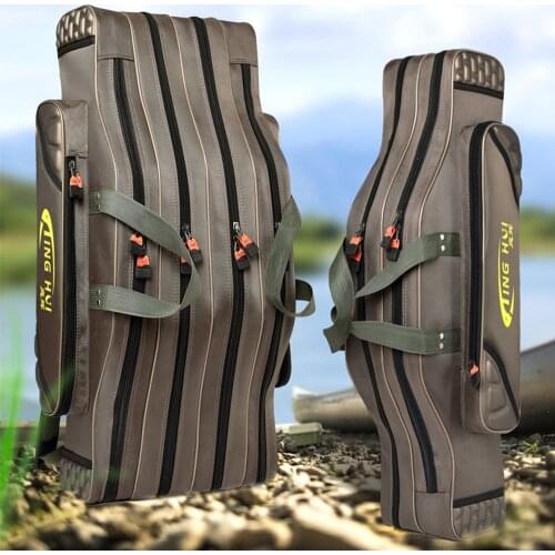 2/3/4 Layers Fishing Bag 80/90/100/120cmFolding Fishing Rod Reel Tackle Tool Carry Case Carrier Travel Bag Outdoor Sports XA237G