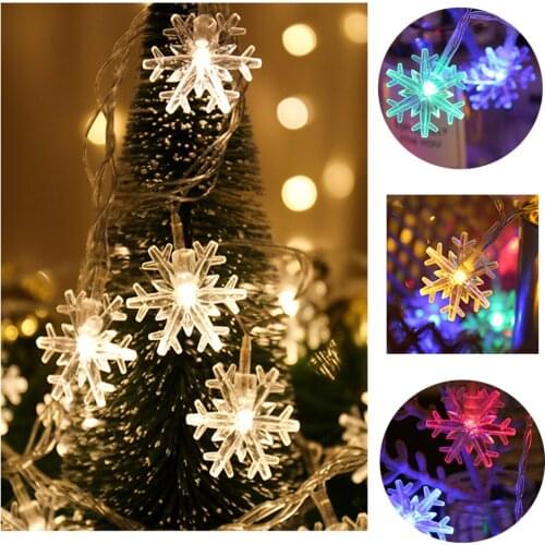 3M 20LED Snowflake String Lights Snow Fairy Garland Decoration For Christmas Tree Happy New Year Fairy Battery Powered Light