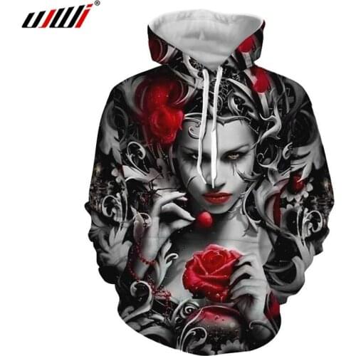 UJWI Mens Funny 3D Print Goblin Sweatshirt Rose Skull Hoodie Homme Hiphop Outwears Tracksuits Hooded Hoody 6XL Oversize Hoodies