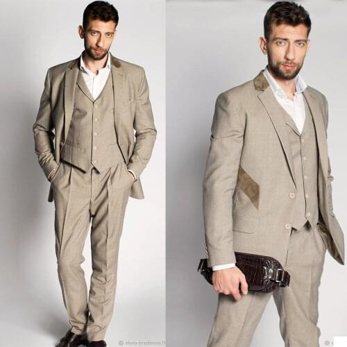 Spring Men Blazer Suits 3 Pieces (Vest+Pants+Jacket) Custom Made Notched Lapel Smart Casual Business Tuxedos