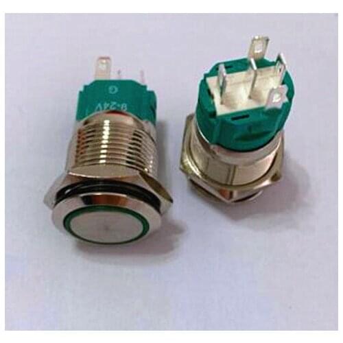 Waterproof stainless steel Red 12V 16mm LED Power Push Button Switch Silver Momentary Type