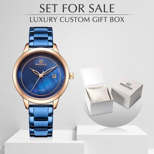 Womens Watch NAVIFORCE Fashion Casual Blue Ladies Wrist Watch with Watch box Luxury Quartz Watches for Women Relogio Masculino